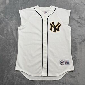 Vintage Majestic New York Yankees Sleeveless Jersey Mens M White MLB USA Made